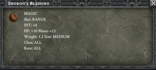SHOROG'S BLESSING item card